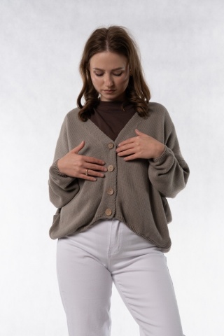 Kardigan oversize 100% bawełna – Taupe