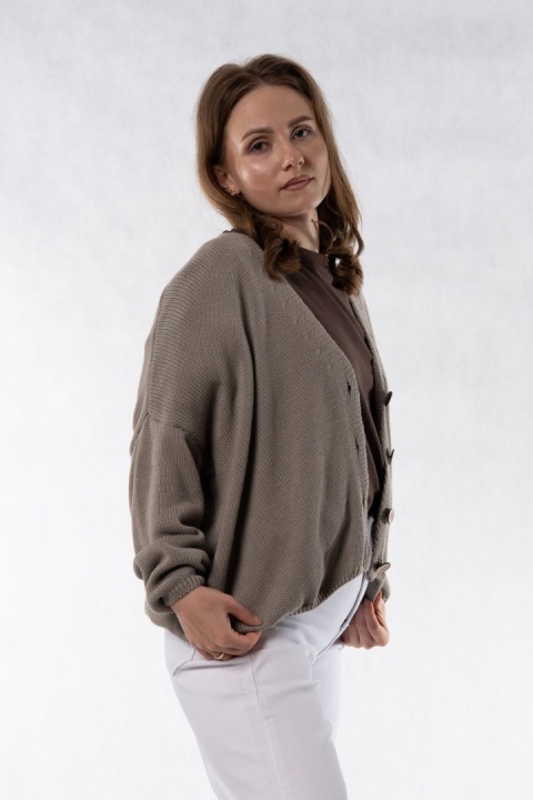 Kardigan oversize 100% bawełna – Taupe