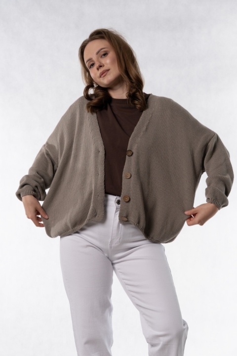 Kardigan oversize 100% bawełna – Taupe