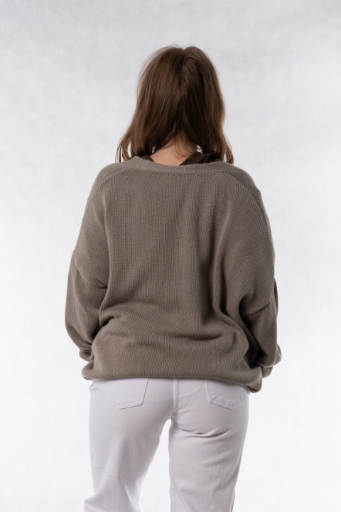 Kardigan oversize 100% bawełna – Taupe