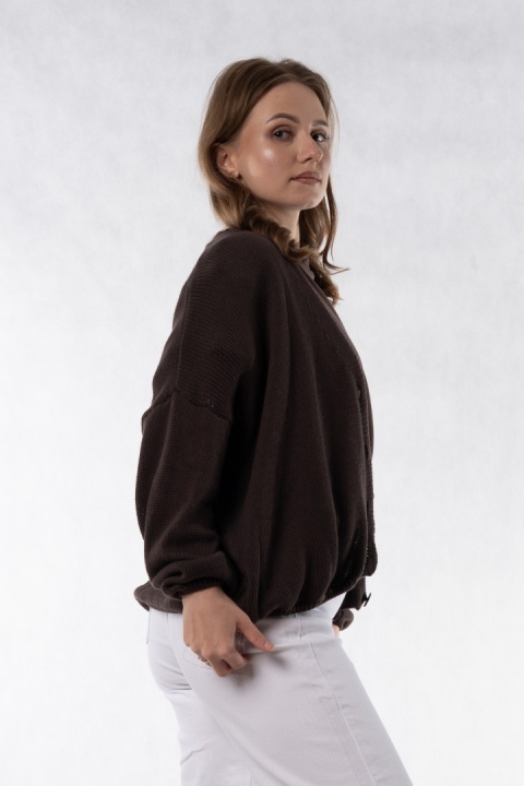 Kardigan oversize 100% bawełna - Czekoladowy
