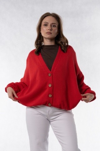 Kardigan oversize 100% bawełna – Czerwony