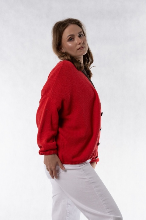 Kardigan oversize 100% bawełna – Czerwony