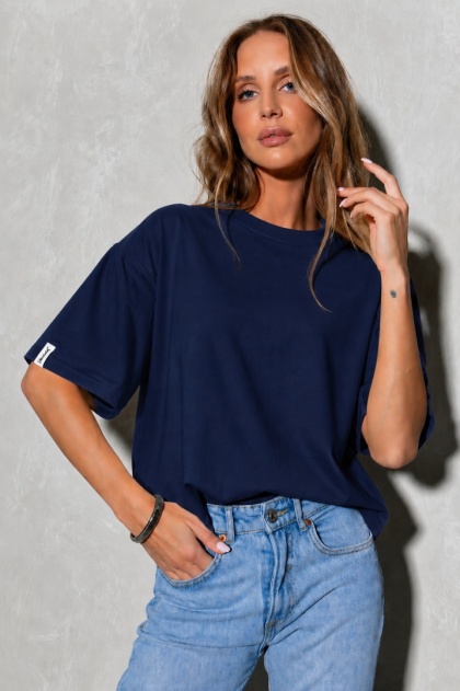 T-shirt Basic Lenoshka Brooklyn / pudełkowy - Granatowy