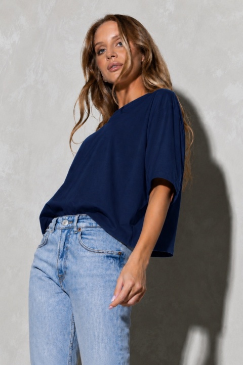 T-shirt Basic Lenoshka Brooklyn / pudełkowy - Granatowy