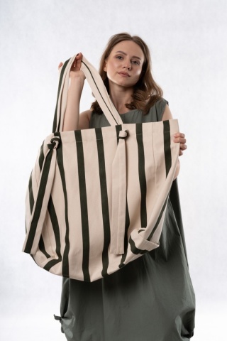 Torba shopper Lumina XXL - Ecru / ciemna zieleń