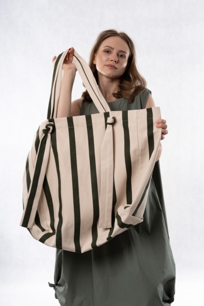 Torba shopper Lumina XXL - Ecru / ciemna zieleń