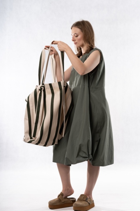 Torba shopper Lumina XXL - Ecru / ciemna zieleń