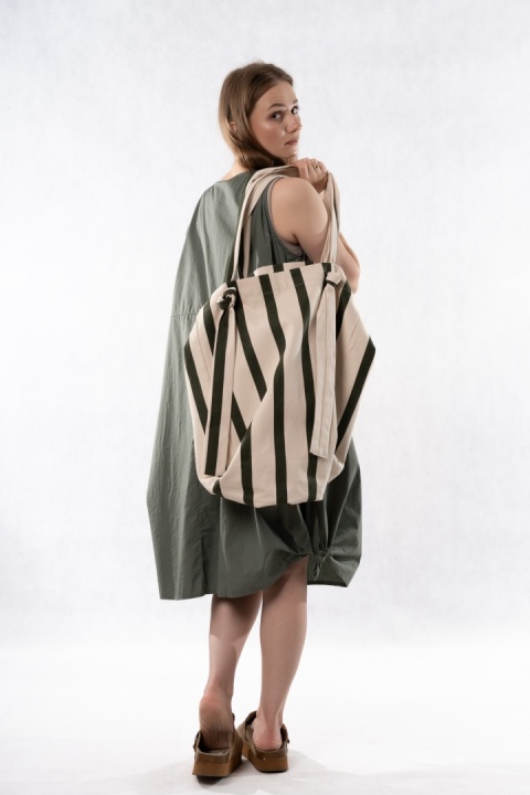 Torba shopper Lumina XXL - Ecru / ciemna zieleń