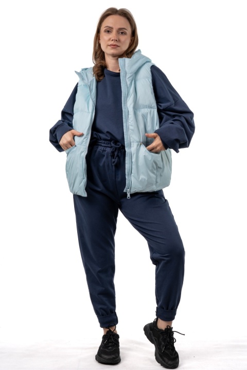 Kamizelka damska puchowa z naturalnym puchem z kapturem – Baby Blue