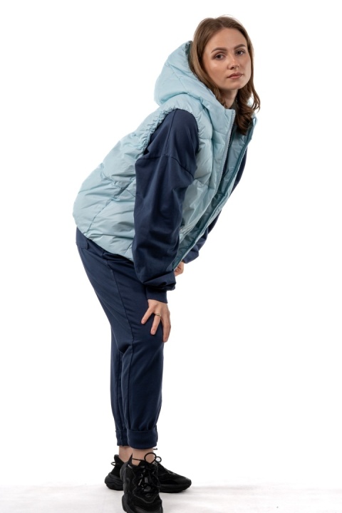 Kamizelka damska puchowa z naturalnym puchem z kapturem – Baby Blue