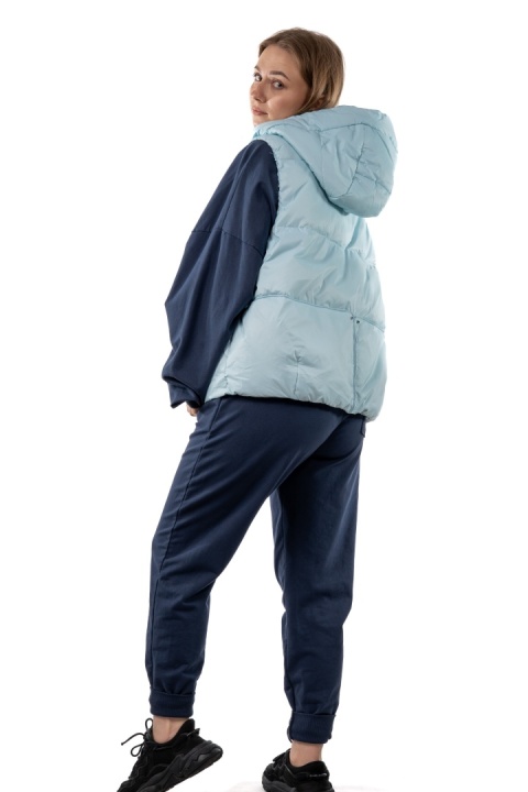 Kamizelka damska puchowa z naturalnym puchem z kapturem – Baby Blue