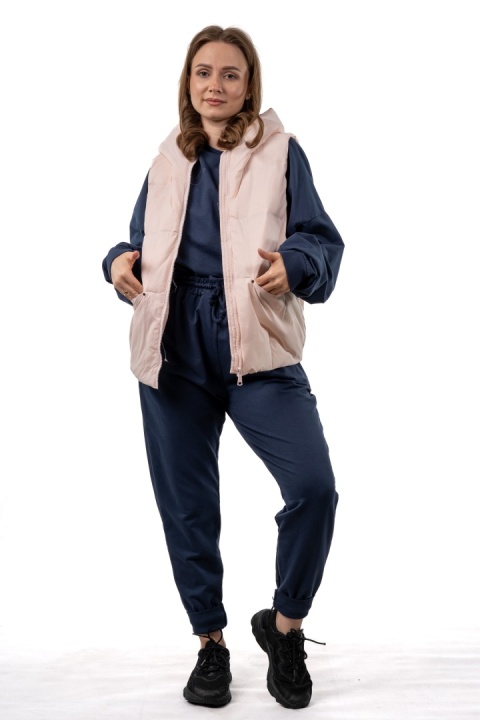 Kamizelka damska puchowa z naturalnym puchem z kapturem – Powder Pink