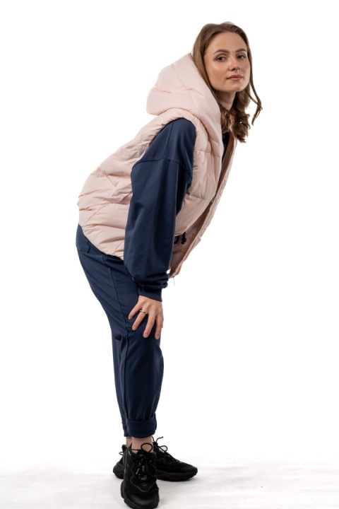 Kamizelka damska puchowa z naturalnym puchem z kapturem – Powder Pink