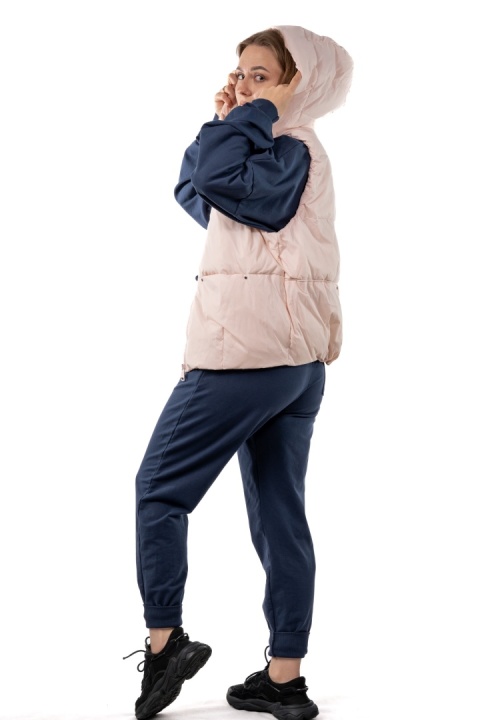 Kamizelka damska puchowa z naturalnym puchem z kapturem – Powder Pink