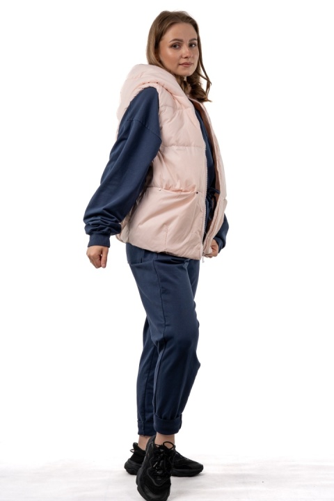 Kamizelka damska puchowa z naturalnym puchem z kapturem – Powder Pink