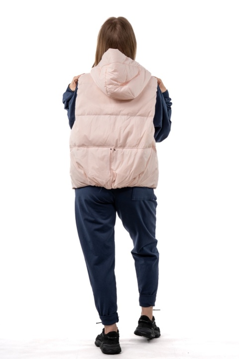 Kamizelka damska puchowa z naturalnym puchem z kapturem – Powder Pink