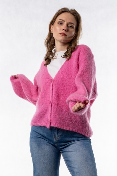 Kardigan Mohair Oversize CXL - Różowy