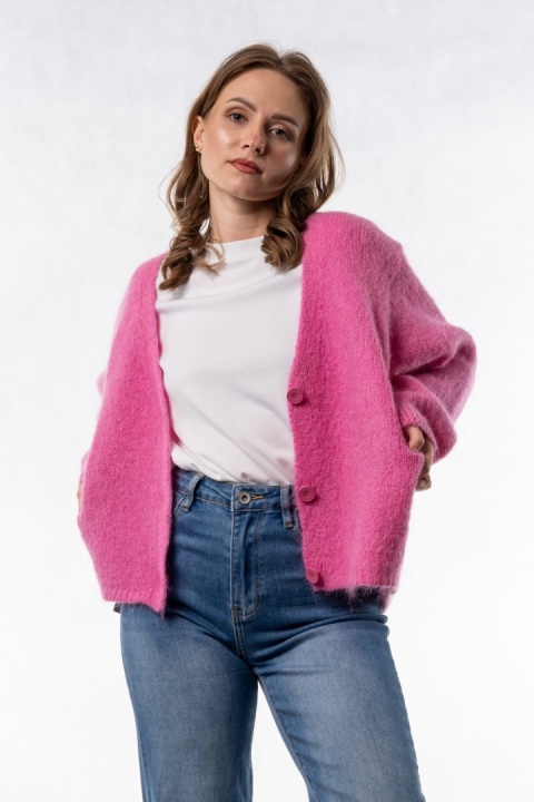 Kardigan Mohair Oversize CXL - Różowy