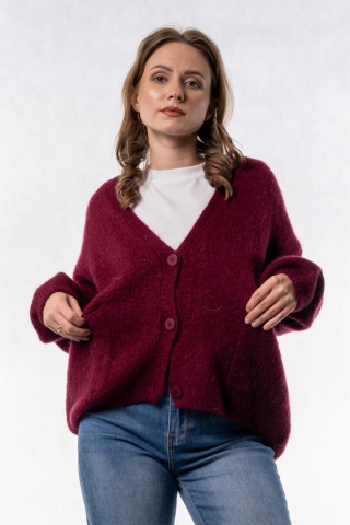 Kardigan Mohair Oversize CXL - Bordowy