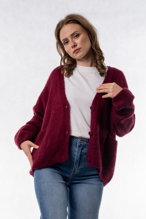 Kardigan Mohair Oversize CXL - Bordowy