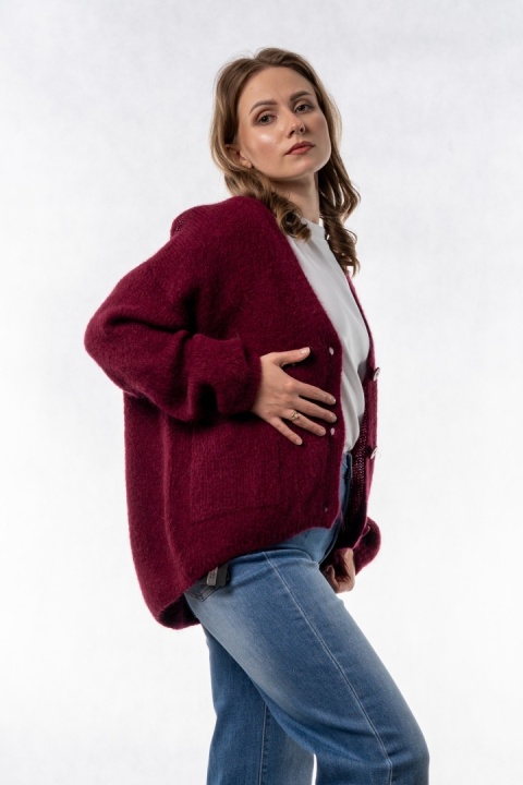 Kardigan Mohair Oversize CXL - Bordowy
