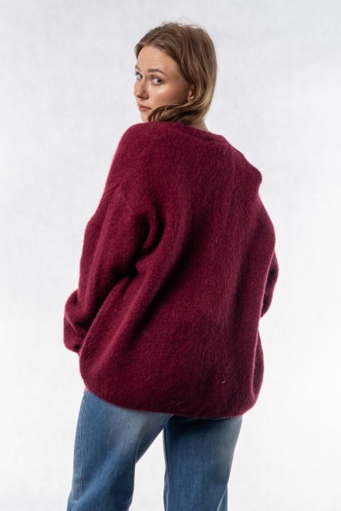 Kardigan Mohair Oversize CXL - Bordowy