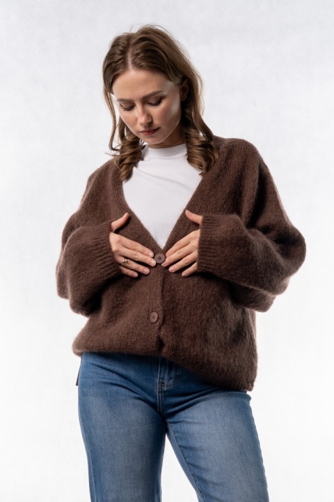 Kardigan Mohair Oversize CXL - Czekoladowy
