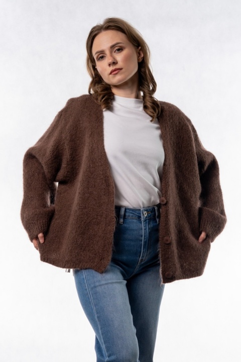 Kardigan Mohair Oversize CXL - Czekoladowy