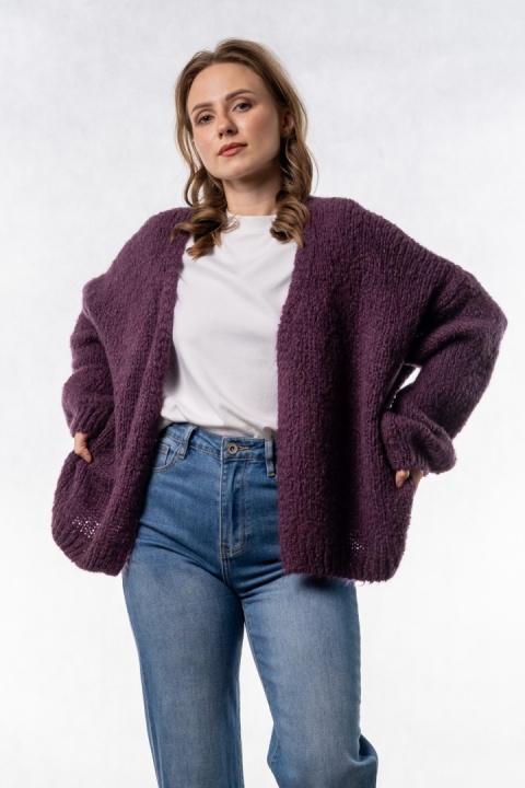 Kardigan Oversize CXL – Śliwkowy