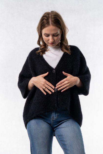 Kardigan moherowy CXL – oversize - Czarny