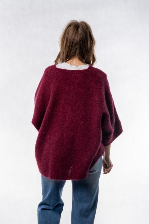 Kardigan moherowy CXL – oversize - Bordowy
