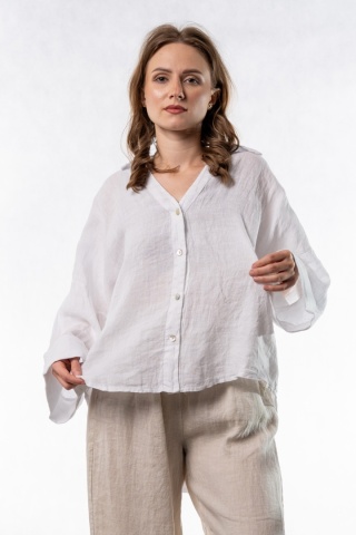 Koszula lniana oversize PURO LINO – Biała