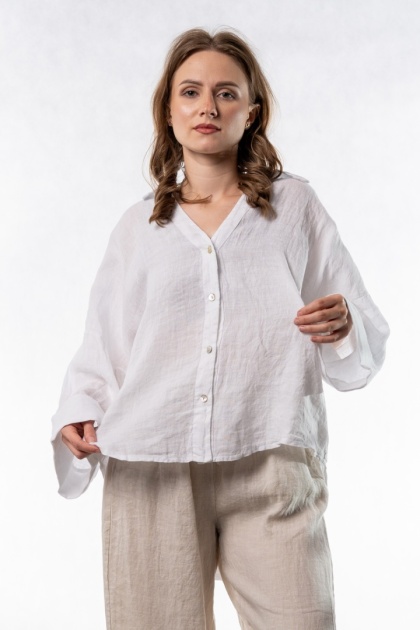 Koszula lniana oversize PURO LINO – Biała