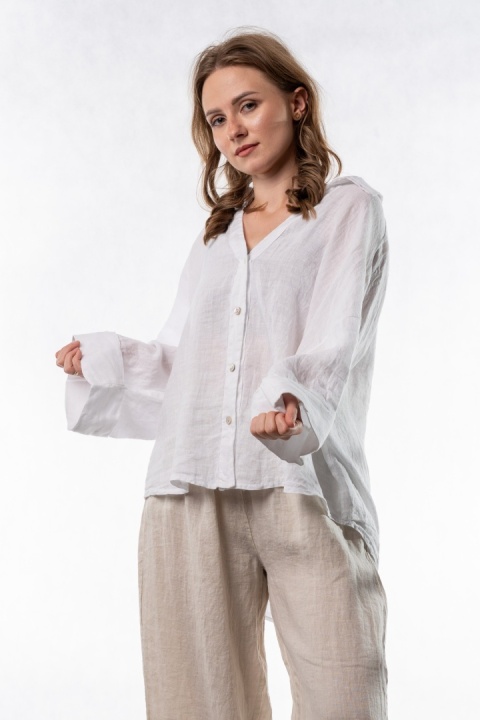 Koszula lniana oversize PURO LINO – Biała