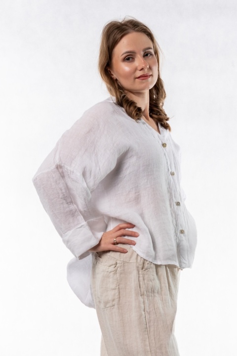 Koszula lniana oversize PURO LINO – Biała
