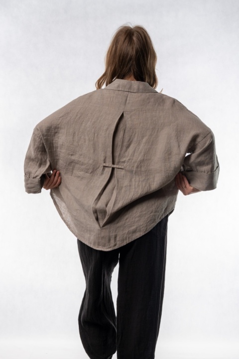 Koszula lniana oversize PURO LINO – Fango