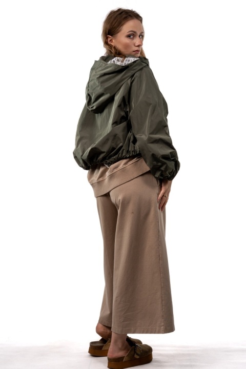 Kurtka bomber z koronkową podszewką LuEn – Khaki / oliwkowy