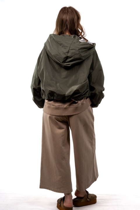 Kurtka bomber z koronkową podszewką LuEn – Khaki / oliwkowy