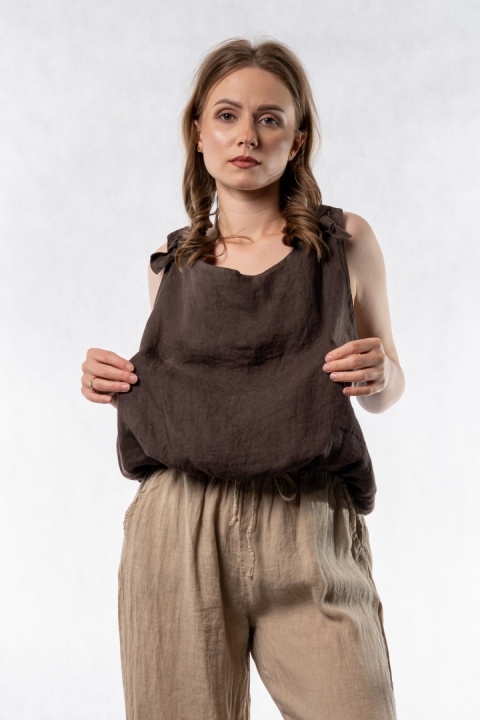 Lniany top Wiya - Cacao