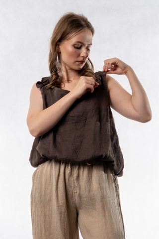 Lniany top Wiya - Cacao