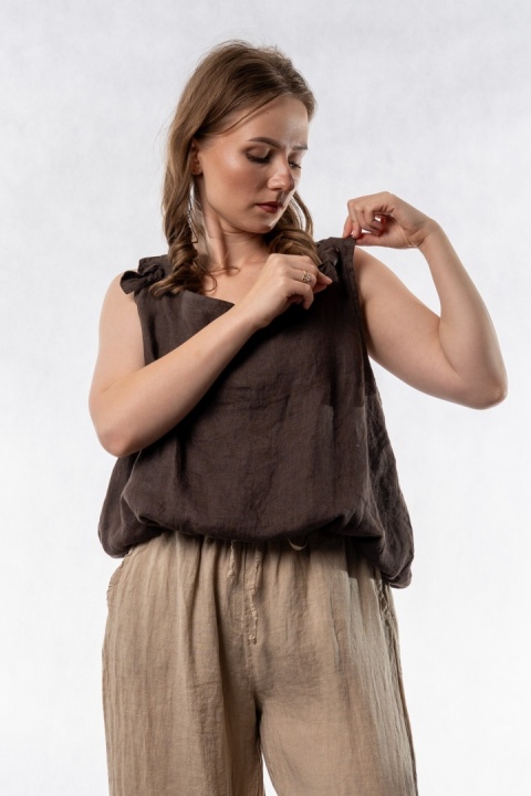 Lniany top Wiya - Cacao