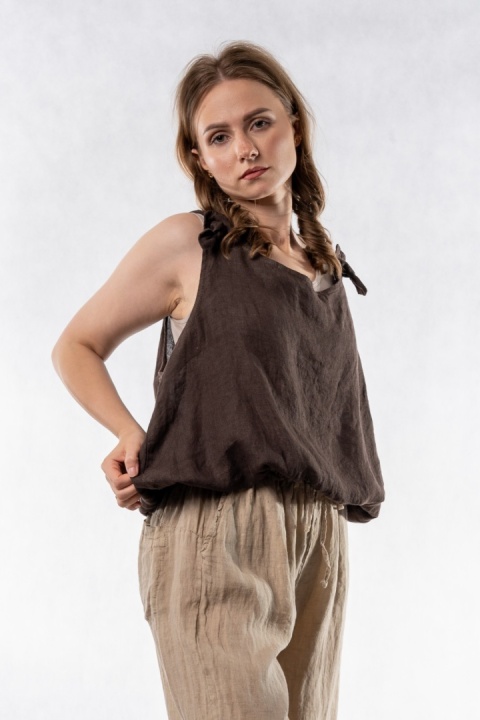 Lniany top Wiya - Cacao