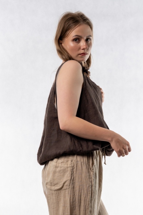 Lniany top Wiya - Cacao