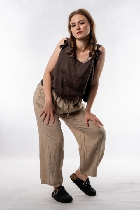 Lniany top Wiya - Cacao