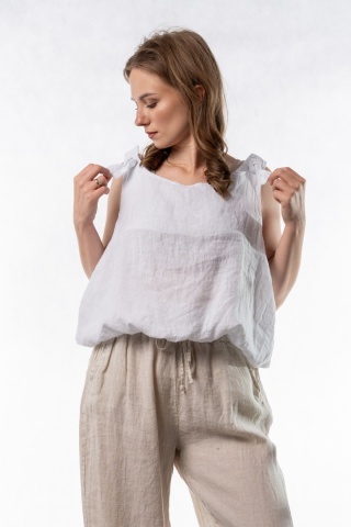 Lniany top Wiya - Bianco