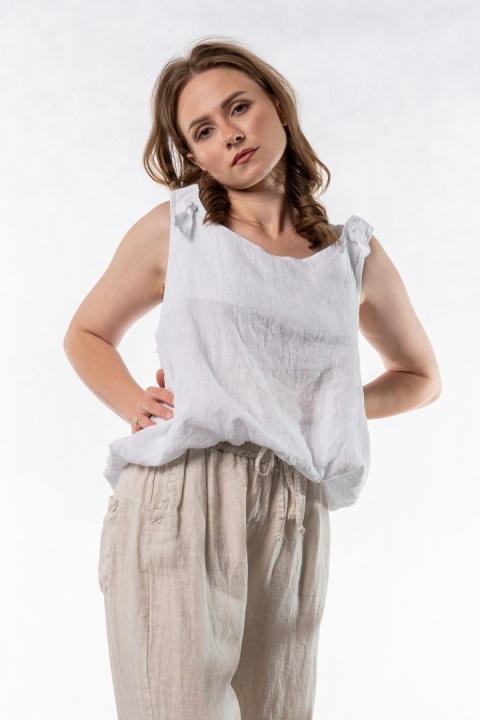 Lniany top Wiya - Bianco