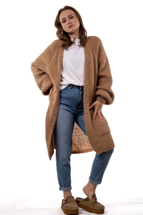 Kardigan oversize CXL – moherowy camel