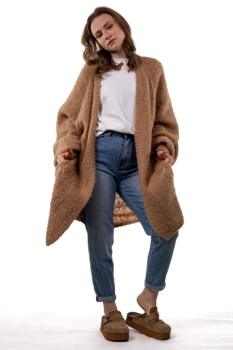 Kardigan oversize CXL – moherowy camel