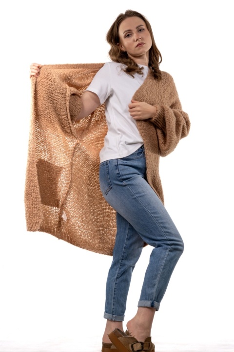 Kardigan oversize CXL – moherowy camel
